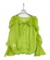 iDea Luce（イデア ルーチェ）の古着「金ハートボタンバフスリーブブシアーラウス」｜グリーン