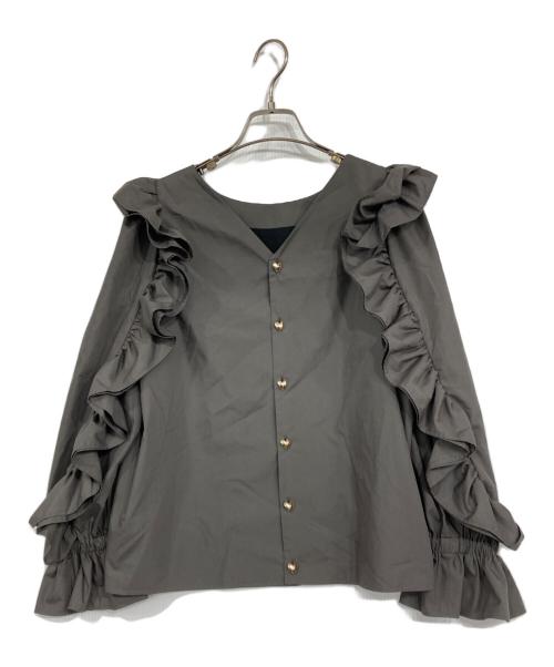 iDea Luce（イデア ルーチェ）IDEA LUCE (イデア ルーチェ) 金ハート釦フリルスリーブシャツ グレー サイズ:Fの古着・服飾アイテム