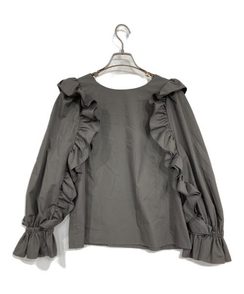 iDea Luce（イデア ルーチェ）IDEA LUCE (イデア ルーチェ) 金ハート釦フリルスリーブシャツ グレー サイズ:Fの古着・服飾アイテム