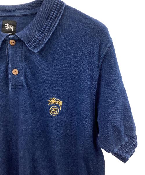 stussy（ステューシー）stussy (ステューシー) 藍染刺繍ポロシャツ ネイビー サイズ:ｌサイズの古着・服飾アイテム