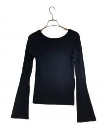 Noble（ノーブル）の古着「フレアスリーブタイトリブニット」｜ブラック