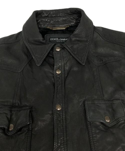DOLCE & GABBANA（ドルチェ＆ガッバーナ）DOLCE & GABBANA (ドルチェ＆ガッバーナ) ラムレザーシャツ ブラック サイズ:48の古着・服飾アイテム