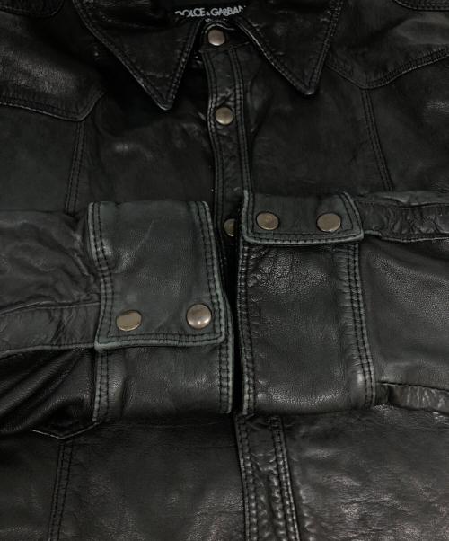 DOLCE & GABBANA（ドルチェ＆ガッバーナ）DOLCE & GABBANA (ドルチェ＆ガッバーナ) ラムレザーシャツ ブラック サイズ:48の古着・服飾アイテム