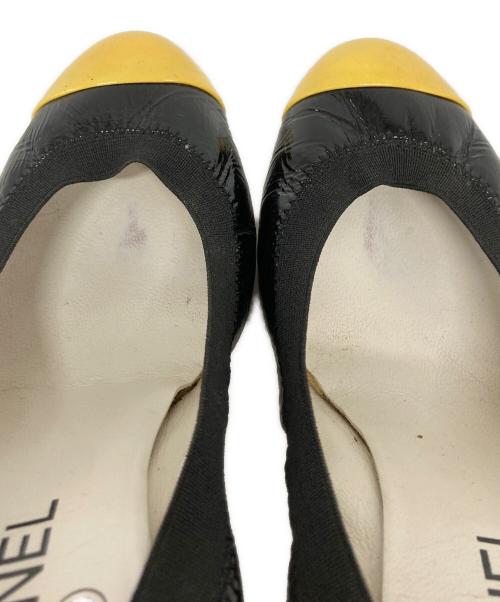 CHANEL（シャネル）CHANEL (シャネル) ココマークチャンキーヒールバレエパンプス ブラック×イエロー サイズ:38 2/1の古着・服飾アイテム