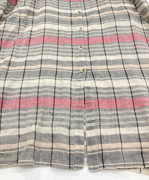 YACCO MARICARD（ヤッコマリカルド）YACCO MARICARD (ヤッコマリカルド) 半袖シアーワンピース レッド×ブラウン サイズ:Nの古着・服飾アイテム