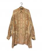 FENDIフェンディ）の古着「オールドシルク混プリントシャツブラウス」｜ピンク×ベージュ