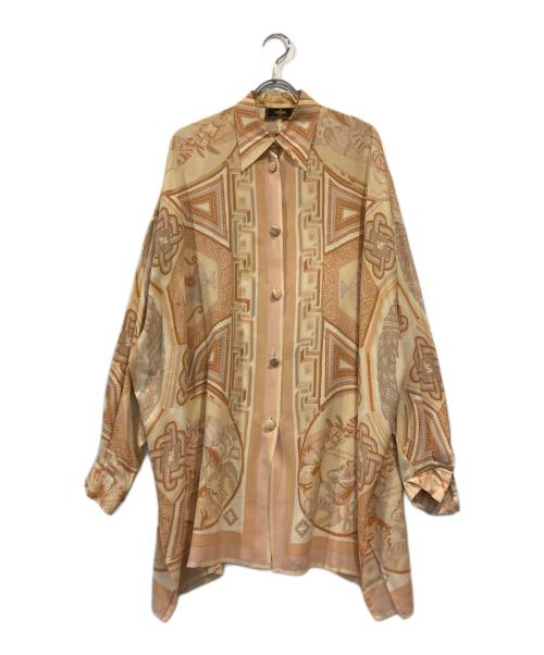 FENDI（フェンディ）FENDI (フェンディ) オールドシルク混プリントシャツブラウス ピンク×ベージュ サイズ:38の古着・服飾アイテム