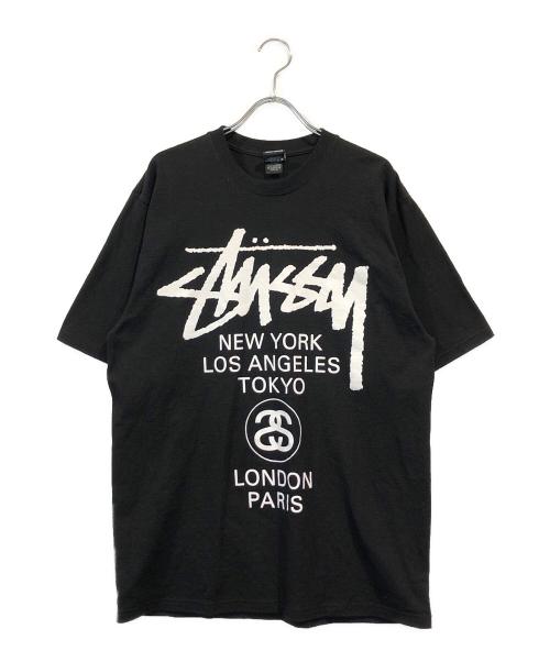 stussy（ステューシー）stussy (ステューシー) ワールドツアープリントTシャツ ブラック サイズ:Mの古着・服飾アイテム