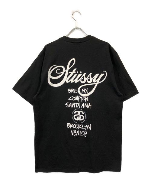 stussy（ステューシー）stussy (ステューシー) ワールドツアープリントTシャツ ブラック サイズ:Mの古着・服飾アイテム