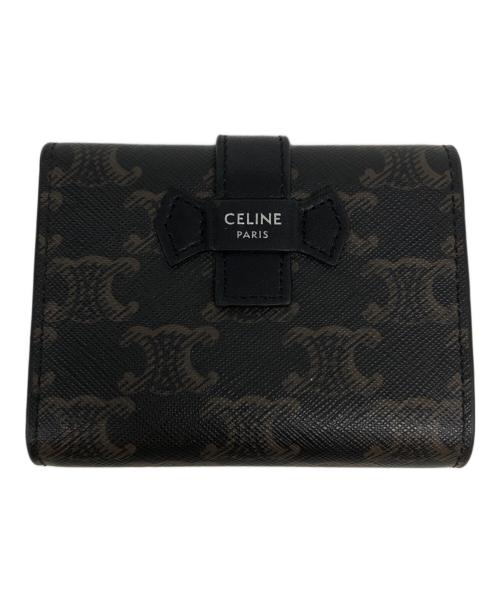 CELINE（セリーヌ）CELINE (セリーヌ) ファインストラップ付きウォレット ブラック×ブラウンの古着・服飾アイテム