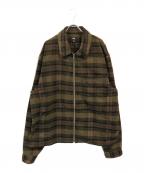 stussyステューシー）の古着「REED WOOL PLAID ZIP SHIR」｜グリーン