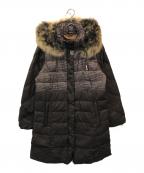 BALMAINバルマン）の古着「ブルーフォックスファーゼブラ柄ダウンコート」｜ブラック