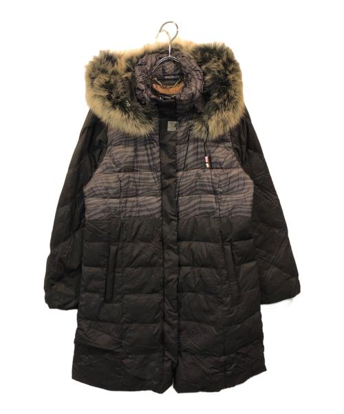 BALMAIN（バルマン）BALMAIN (バルマン) ブルーフォックスファーゼブラ柄ダウンコート ブラック サイズ:Mの古着・服飾アイテム