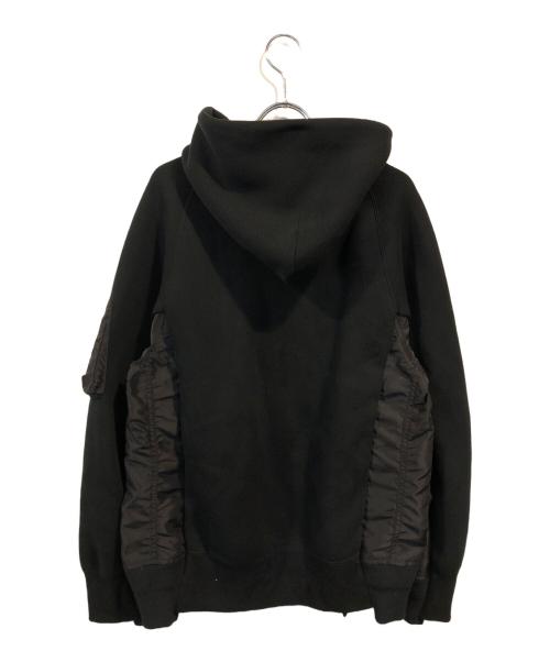 sacai（サカイ）sacai (サカイ) Sponge Sweat x Nylon Twill Hoodie ブラック サイズ:1の古着・服飾アイテム