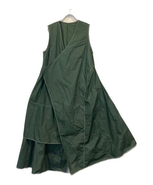 UN3D.（アンスリード）UN3D. (アンスリード) ラップスタイルノースリーブワンピース グリーン サイズ:34の古着・服飾アイテム