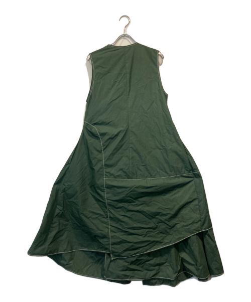 UN3D.（アンスリード）UN3D. (アンスリード) ラップスタイルノースリーブワンピース グリーン サイズ:34の古着・服飾アイテム
