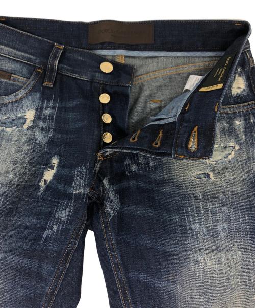 DOLCE & GABBANA（ドルチェ＆ガッバーナ）DOLCE & GABBANA (ドルチェ＆ガッバーナ) ダメージ加工デニムパンツ インディゴ サイズ:10の古着・服飾アイテム