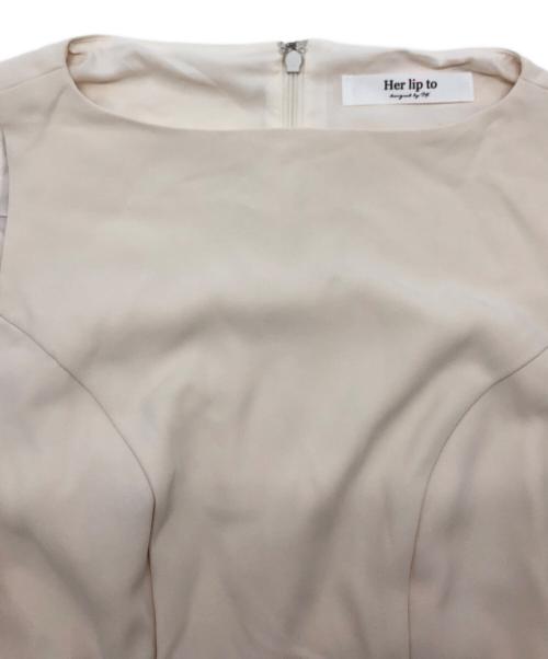 HER LIP TO（ハーリップトゥ）Her lip to (ハーリップトゥ) ハーフスリーブブラウスワンピース ベージュ サイズ:Sの古着・服飾アイテム