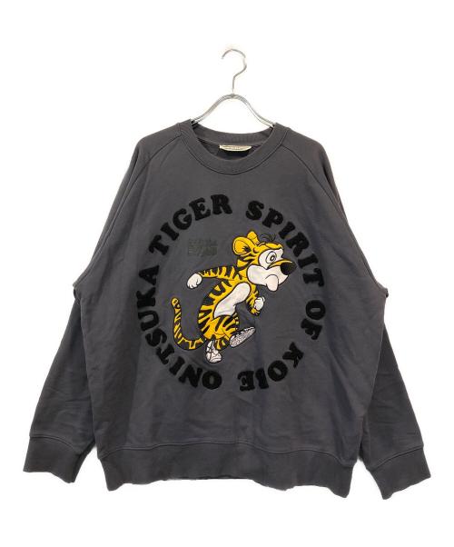 Onitsuka Tiger（オニツカタイガー）Onitsuka Tiger (オニツカタイガー) タイガーワッペンラグランスウェット ブラック サイズ:Lの古着・服飾アイテム
