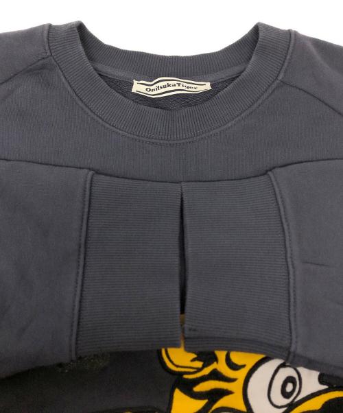 Onitsuka Tiger（オニツカタイガー）Onitsuka Tiger (オニツカタイガー) タイガーワッペンラグランスウェット ブラック サイズ:Lの古着・服飾アイテム