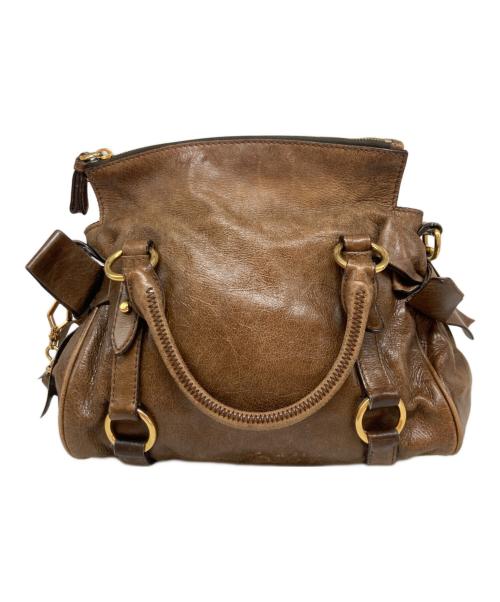 MIU MIU（ミュウミュウ）MIU MIU (ミュウミュウ) ヴィッテロ サイドリボン 2WAYバッグ ブラウンの古着・服飾アイテム