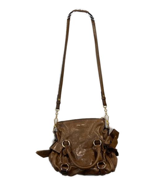 MIU MIU（ミュウミュウ）MIU MIU (ミュウミュウ) ヴィッテロ サイドリボン 2WAYバッグ ブラウンの古着・服飾アイテム