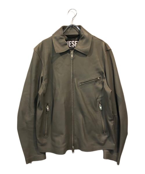 DIESEL（ディーゼル）DIESEL (ディーゼル) L-KORNレザージャケット グレー サイズ:Mの古着・服飾アイテム