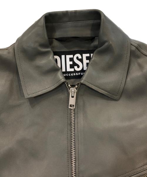 DIESEL（ディーゼル）DIESEL (ディーゼル) L-KORNレザージャケット グレー サイズ:Mの古着・服飾アイテム