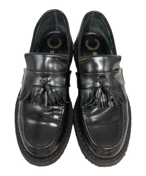 GEORGE COX（ジョージコックス）GEORGE COX (ジョージコックス) FRED PERRY (フレッドペリー) キルトタッセルローファー ブラック サイズ:6の古着・服飾アイテム