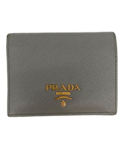 PRADA（プラダ）PRADA (プラダ) サフィアーノ2つ折り財布 グレーの古着・服飾アイテム