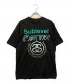 stussyステューシー）の古着「Sublevel Japan Tour Tシャツ」｜ブラック