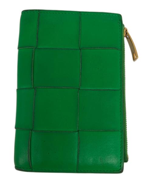 BOTTEGA VENETA（ボッテガベネタ）BOTTEGA VENETA (ボッテガベネタ) イントレチャート2つ折り財布 グリーンの古着・服飾アイテム