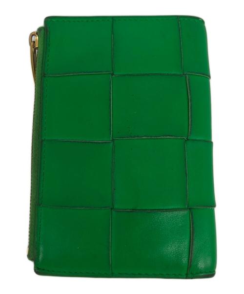 BOTTEGA VENETA（ボッテガベネタ）BOTTEGA VENETA (ボッテガベネタ) イントレチャート2つ折り財布 グリーンの古着・服飾アイテム