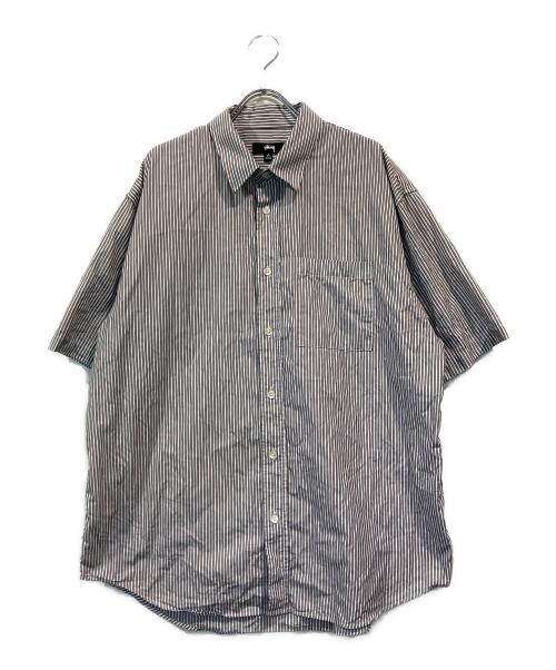 stussy（ステューシー）stussy (ステューシー) BOXY SS SHIRT 8 BALL STRIPE グレー サイズ:Mの古着・服飾アイテム