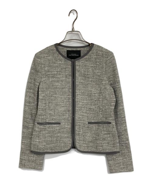 green label relaxing（グリーンレーベルリラクシング）green label relaxing (グリーンレーベルリラクシング) ノーカラーツイードジャケット グレー サイズ:38の古着・服飾アイテム