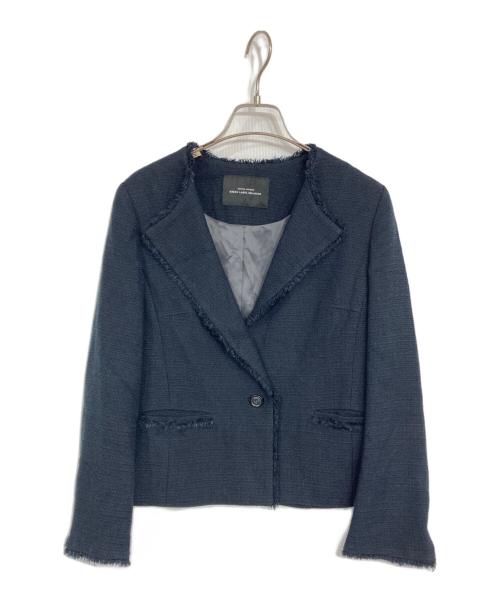 green label relaxing（グリーンレーベルリラクシング）green label relaxing (グリーンレーベルリラクシング) フリンジツイードジャケット ネイビー サイズ:38の古着・服飾アイテム