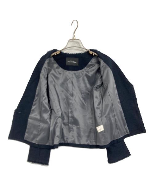 green label relaxing（グリーンレーベルリラクシング）green label relaxing (グリーンレーベルリラクシング) フリンジツイードジャケット ネイビー サイズ:38の古着・服飾アイテム