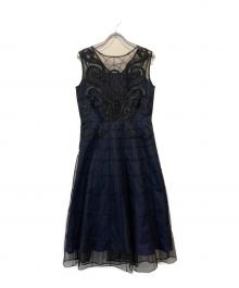 GRACE CONTINENTAL（グレースコンチネンタル）の古着「オーナメント刺繍フレアワンピース」｜ネイビー