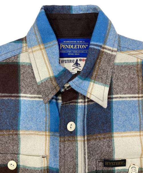 PENDLETON（ペンドルトン）PENDLETON (ペンドルトン) Hysteric Glamour (ヒステリックグラマー) コラボチェックウールシャツ ブルー×ブラウン サイズ:Fの古着・服飾アイテム