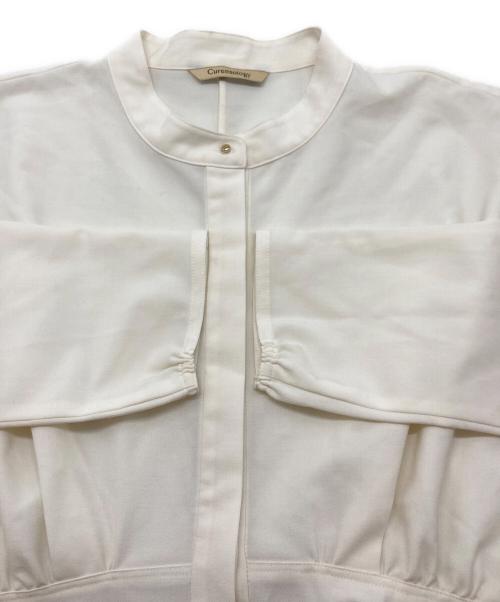 Curensology（カレンソロジー）Curensology (カレンソロジー) eclat (エクラ) 切り替えスタンドカラーワンピース ベージュ サイズ:38の古着・服飾アイテム