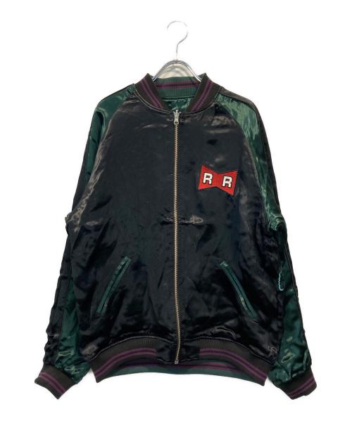 絡繰魂（カラクリタマシイ）絡繰魂 (カラクリダマシイ) 和柄総刺繍スカジャン グリーン サイズ:Lの古着・服飾アイテム