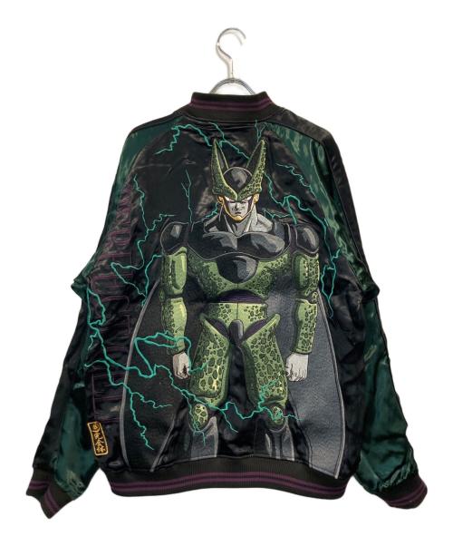 絡繰魂（カラクリタマシイ）絡繰魂 (カラクリダマシイ) 和柄総刺繍スカジャン グリーン サイズ:Lの古着・服飾アイテム