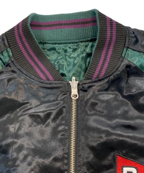 絡繰魂（カラクリタマシイ）絡繰魂 (カラクリダマシイ) 和柄総刺繍スカジャン グリーン サイズ:Lの古着・服飾アイテム