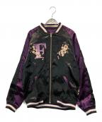 絡繰魂×DRAGONBALLカラクリタマシイ×ドラゴンボール）の古着「フリーザ F 刺繍スカジャン」｜パープル