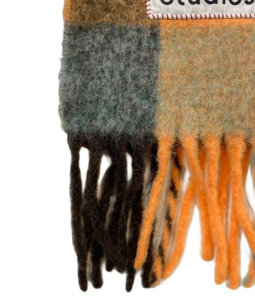 Acne studios（アクネ ストゥディオス）ACNE STUDIOS (アクネ ストゥディオス) ウール フリンジ モヘア チェックストール マルチカラーの古着・服飾アイテム