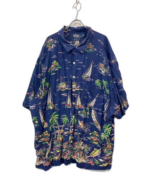 POLO RALPH LAUREN（ポロ・ラルフローレン）POLO RALPH LAUREN (ポロ・ラルフローレン) レーヨンアロハシャツ ネイビー サイズ:3XLの古着・服飾アイテム