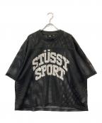 stussyステューシー）の古着「ステューシースポーツチームジャージーメッシュTシャツ」｜ブラック