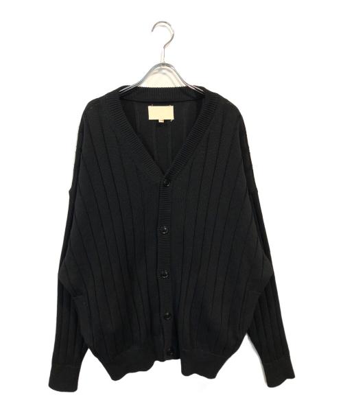yokosakamoto（ヨウコサカモト）YOKOSAKAMOTO (ヨウコサカモト) HIGH TWIST COTTON KNIT CARDIGAN ブラック サイズ:Mの古着・服飾アイテム