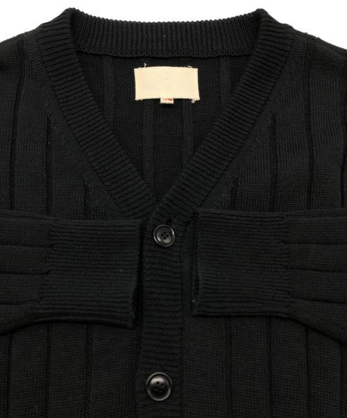 yokosakamoto（ヨウコサカモト）YOKOSAKAMOTO (ヨウコサカモト) HIGH TWIST COTTON KNIT CARDIGAN ブラック サイズ:Mの古着・服飾アイテム