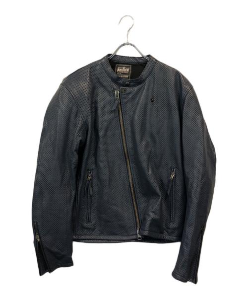 KADOYA（カドヤ）kadoya (カドヤ) パンチングシングルライダースジャケット ブルー サイズ:SIZE LLの古着・服飾アイテム